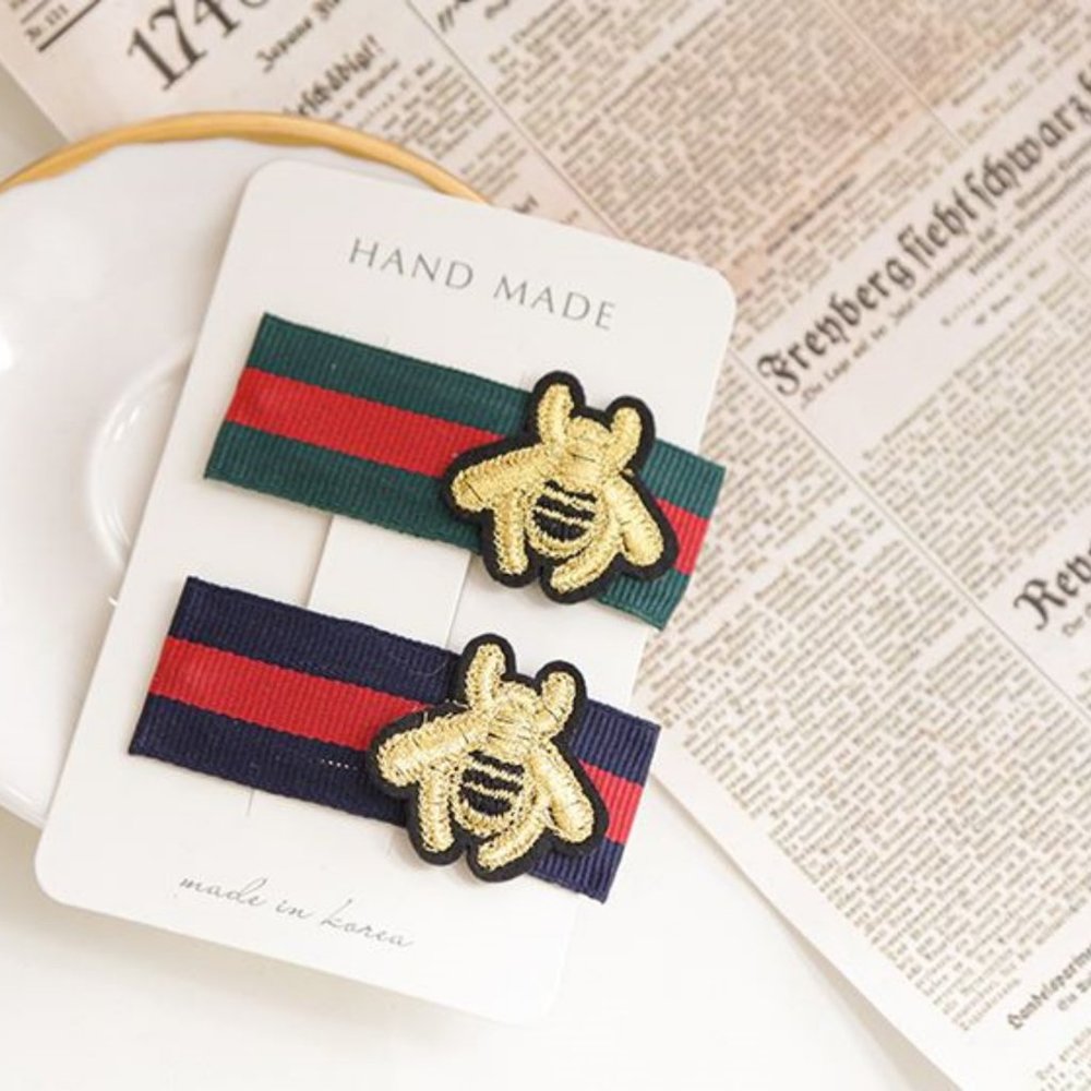 2 pc Embroidered Honeybee Hairpin *Price is firm*